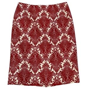 Talbots Red Knee-Length Tapestry Pencil Skirt
